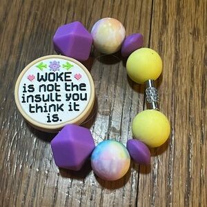 Double sided woke liberal empowering Beaded Tumbler cup handle accessory charm